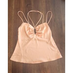 NWT ASTR the Label Cami Top Melon‎ Ruched Spaghetti Strap Sleeveless XS